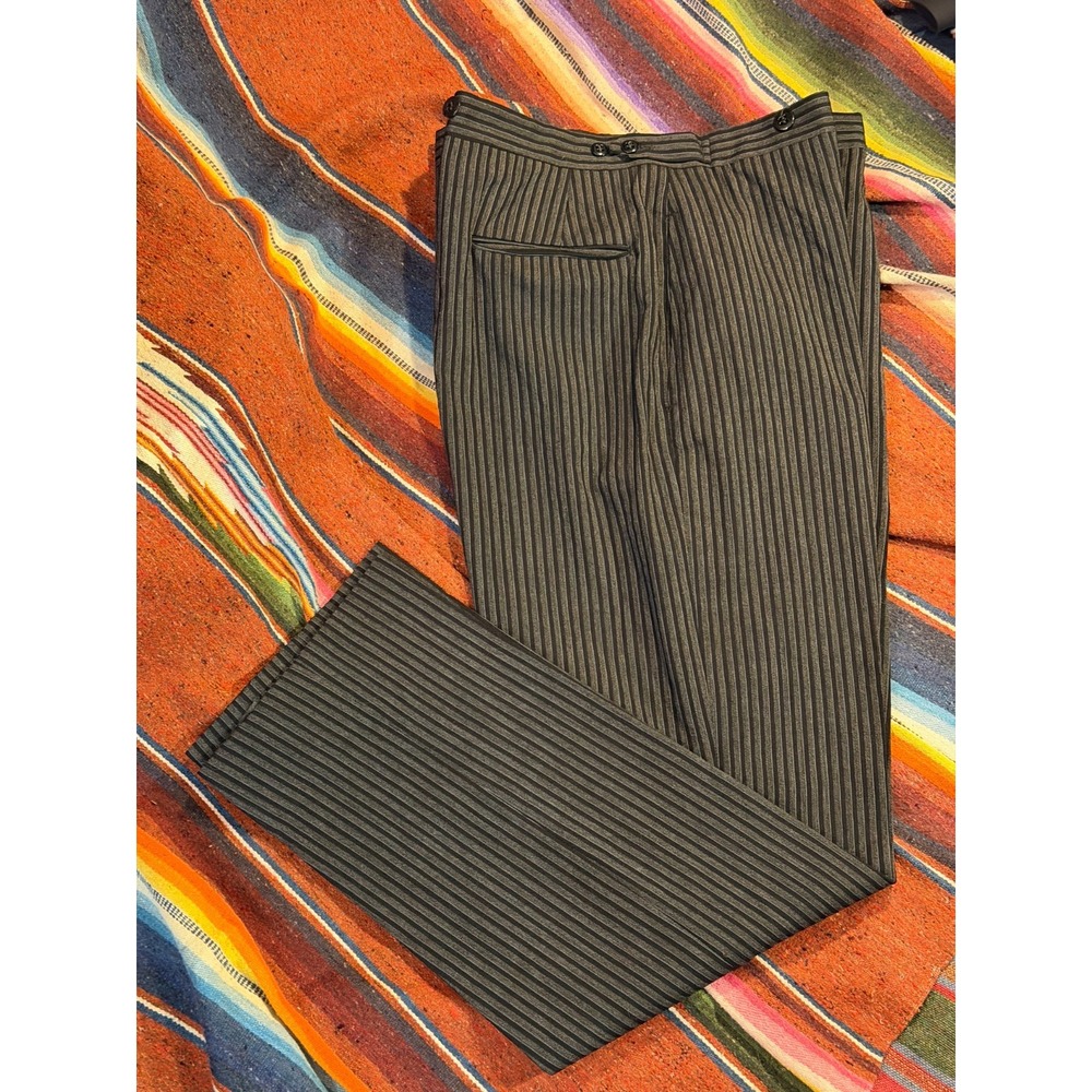 Vintage Pin Stripe Suspender Pants Gray Black Size 24 Men's